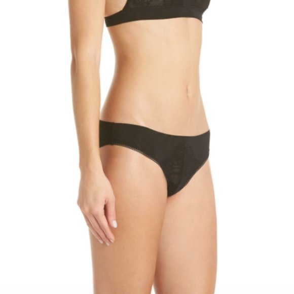 NWT Free People Serena Tanga Panties Cotton Lined Gusset Black Large ( 12-14) - Picture 3 of 9
